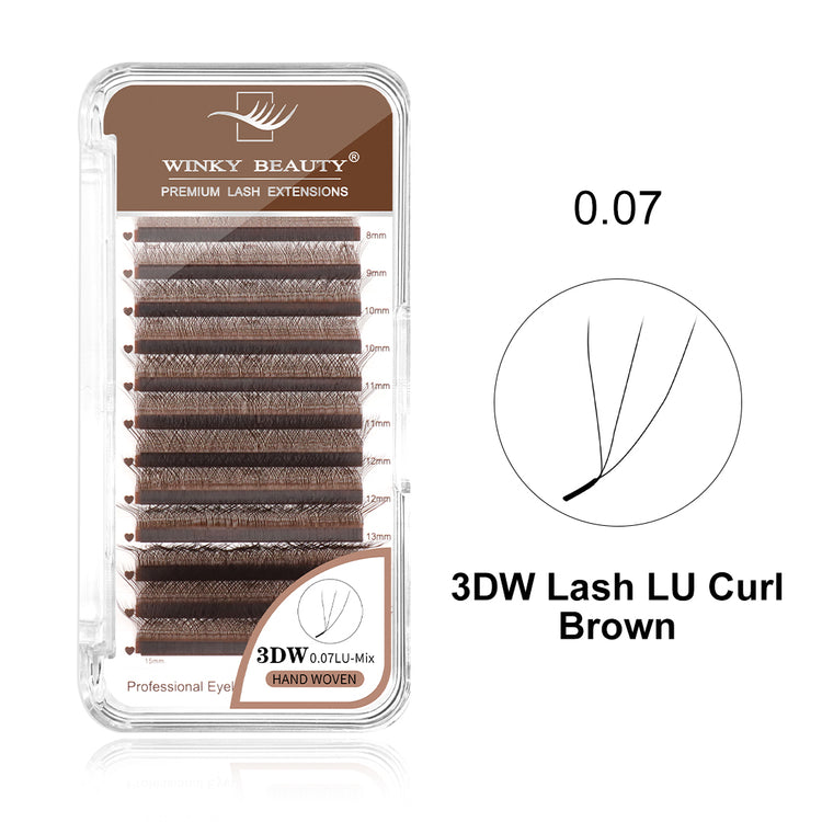 LU Curl Brown 3DW Shape Eyelash Extension - image 1 showing product tray or lash structure