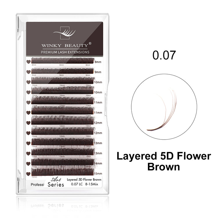 Brown Layered 5D Flower Eyelash Extension - image 1 showing the product tray or lash structure