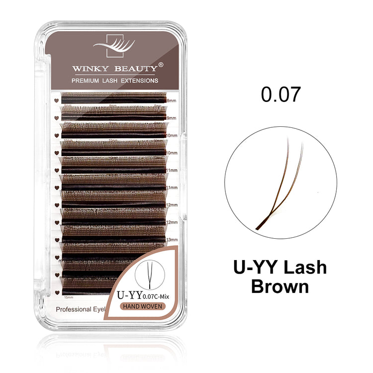 Brown U-Shape YY Eyelash Extension - image 1 showing the product tray or lash structure