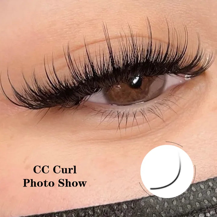CC curl eyelash extensions with a pronounced lift