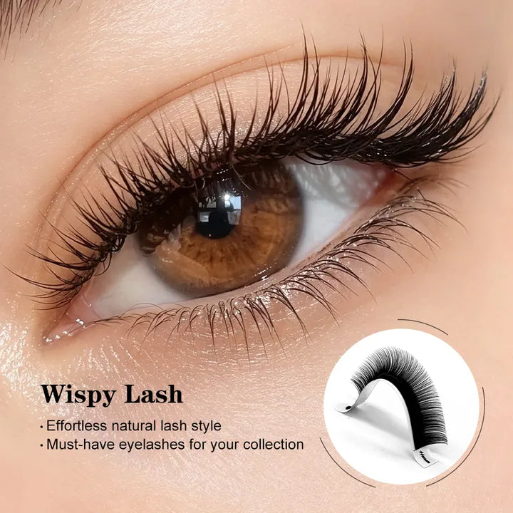 Wispy eyelash extensions for airy textured lash styling