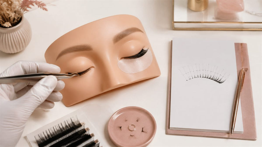 Cat eye lash extension mapping zones showing a gradual outward direction