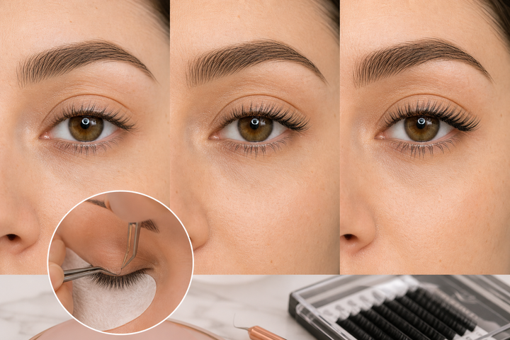 Comparison of light, everyday and bold classic lash sets using 0.10mm, 0.15mm and 0.20mm eyelash extensions