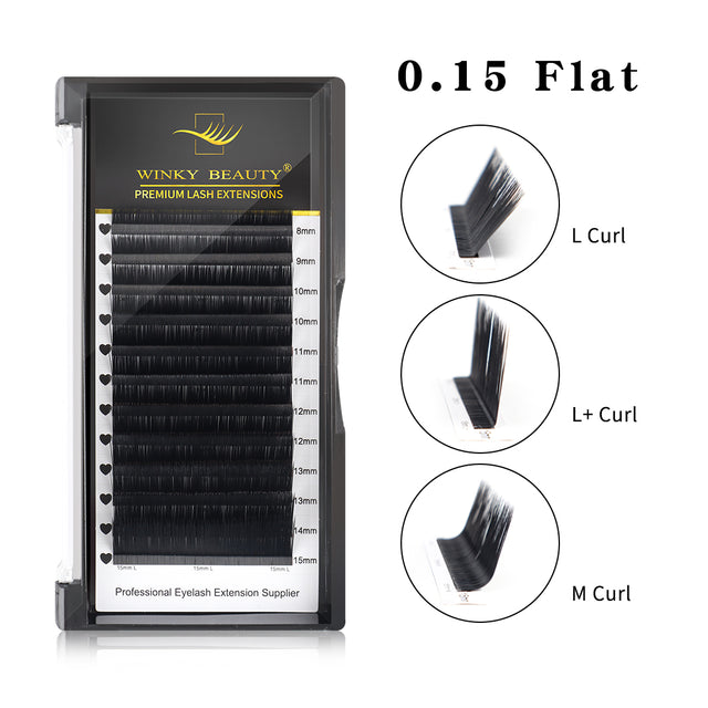 0.15mm L, L+ and M Curl Winky Beauty Ellipse Flat Lashes