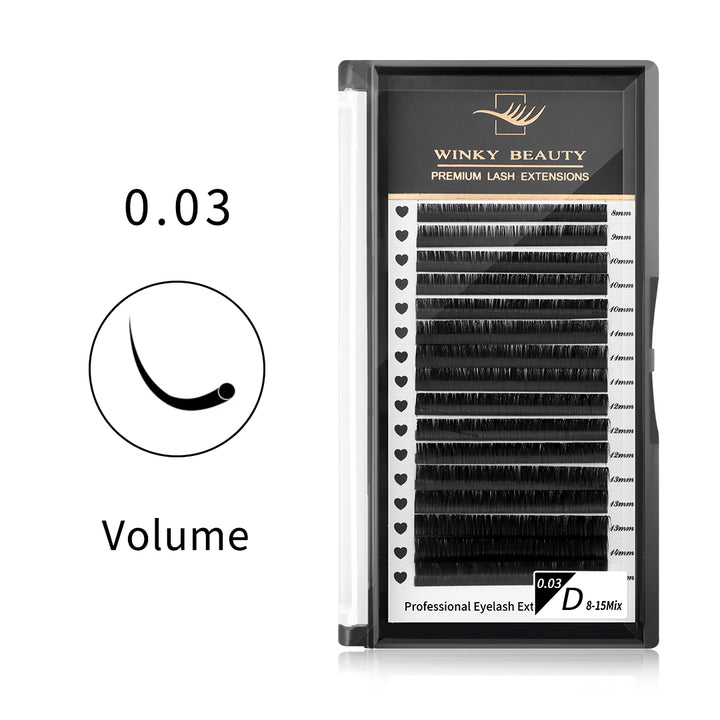 0.03mm Platnium Glam Black Volume Eyelash Extension 16rows