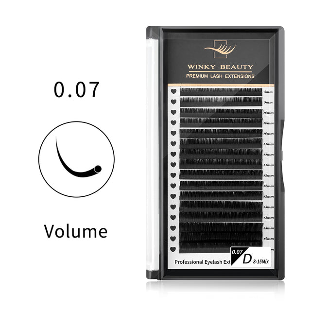 0.07mm Platnium Glam Black Volume Eyelash Extension 16rows