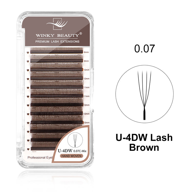 Brown U-Shape 4DW Eyelash Extension - image 1 showing product tray or lash structure