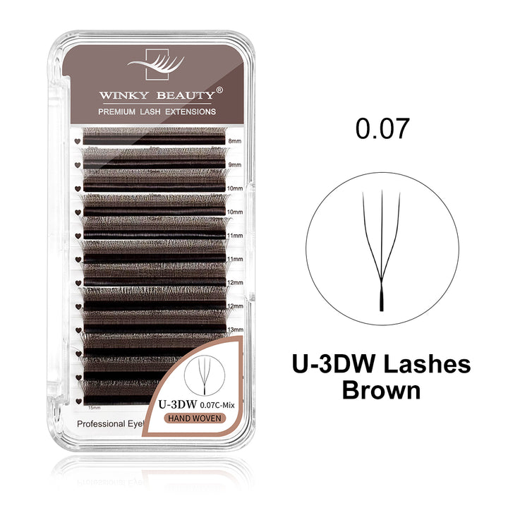 Brown U-Shape 3DW Eyelash Extension