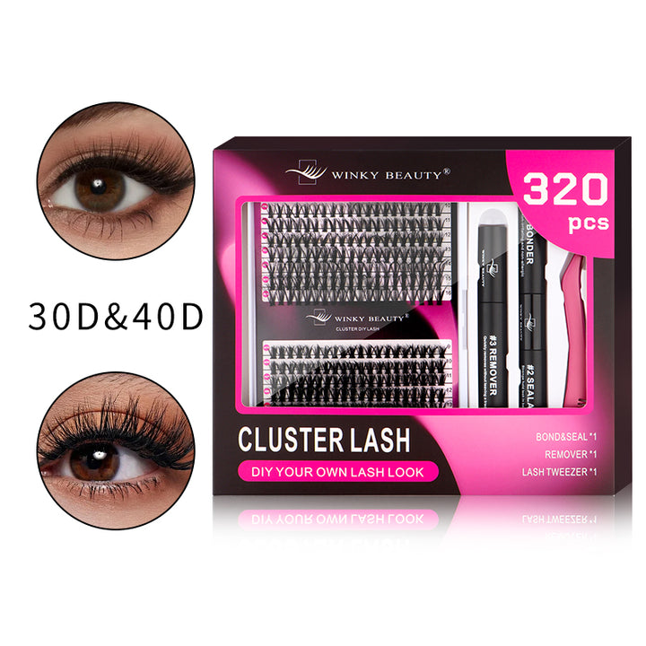 320pcs DIY Cluster Set 30D & 40D Mixed Lash with Bonder Sealant Remover Tweezers