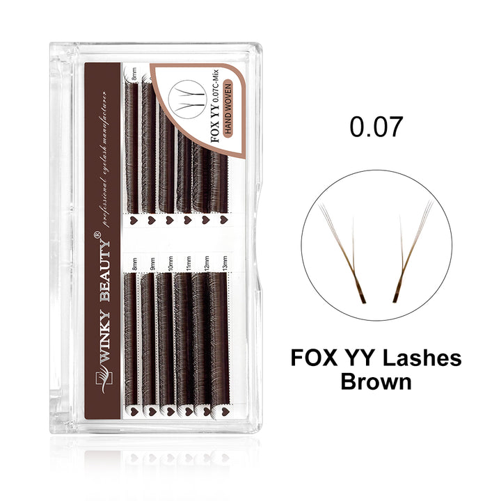 Brown 0.07mm Foxy YY Shape Eyelash Extension