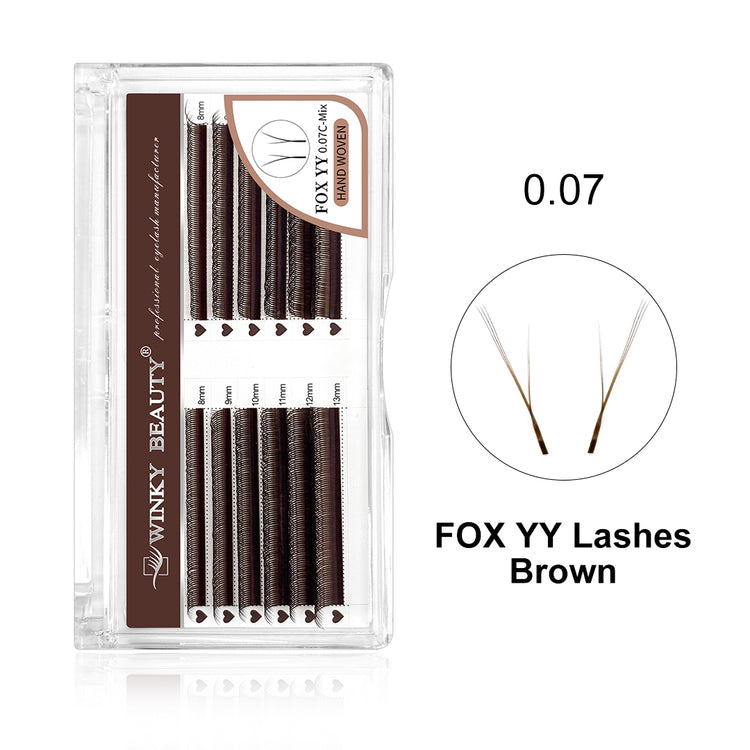 brown 0.07mm foxy yy shape eyelash extension product tray - Winky Beauty