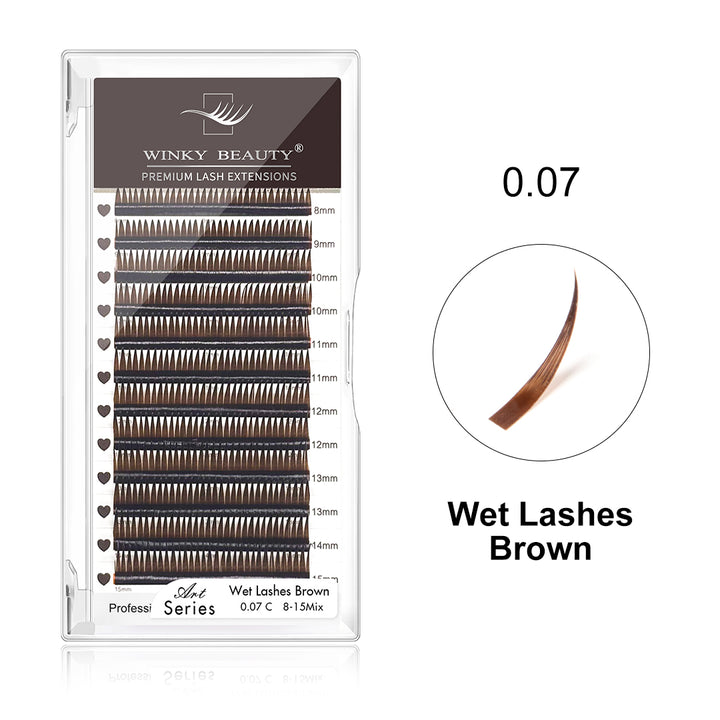 Brown Wet Wispy Spikes Individual False Eyelashes