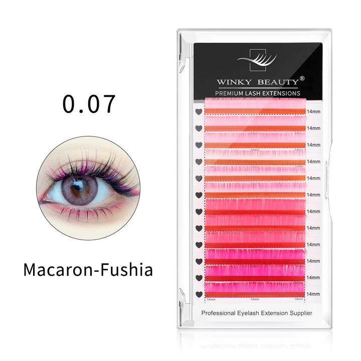 0.07mm Macaron Fushia Mixed Color Lash