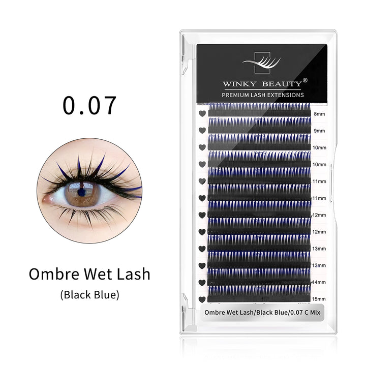 Wet Wispy Spikes Individual False Eyelashes-Ombre Black Blue
