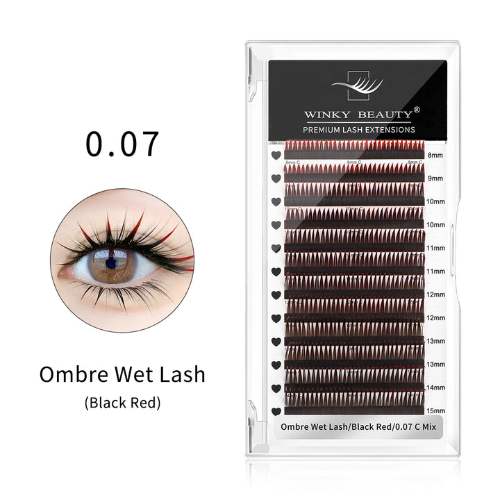 Wet Wispy Spikes Individual False Eyelashes-Ombre Black Red