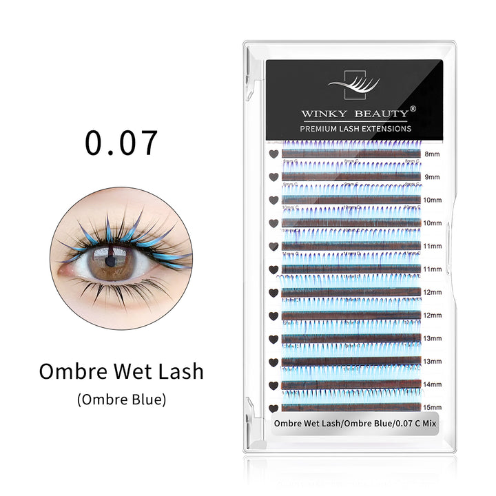 Wet Wispy Spikes Individual False Eyelashes-Ombre Blue