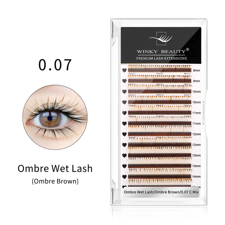 Wet Wispy Spikes Individual False Eyelashes-Ombre White Brown