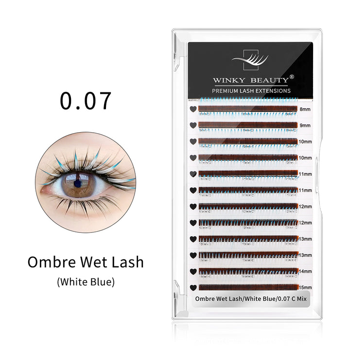 Wet Wispy Spikes Individual False Eyelashes-Ombre White Blue