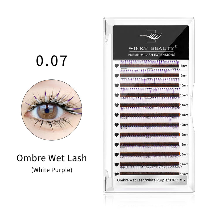 Wet Wispy Spikes Individual False Eyelashes-Ombre White Purple