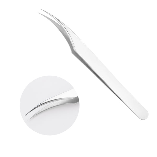 Tweezers丨Matte silver Dolphin Curved Tip Tweezers- Lash Isolation Tweezers