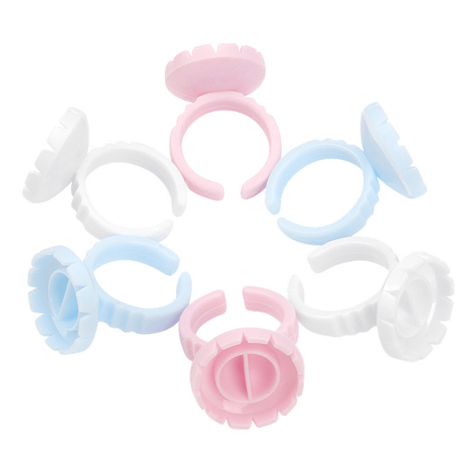 100Pcs-Smart-Glue-Ring-Holder-round-shaped-Blooming-cup-winkybeautylashes
