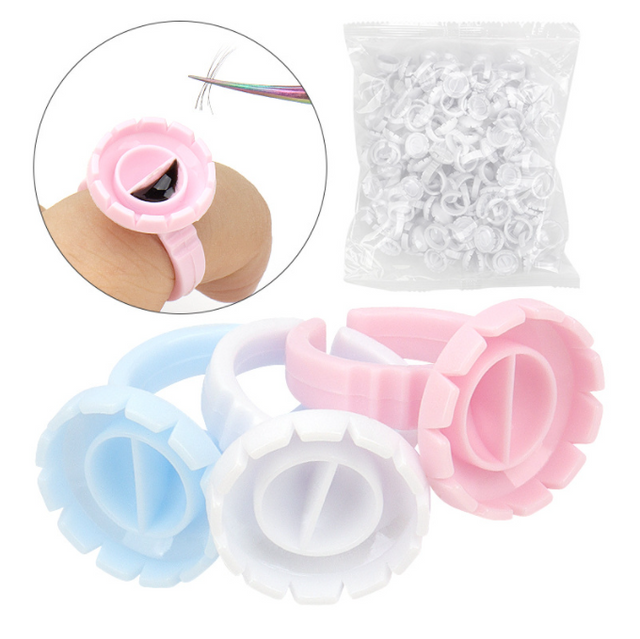 100 Pcs Smart Glue Ring Holder Blooming Shaped Glue Cup