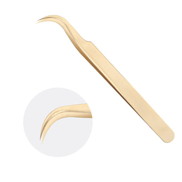 Tweezers丨Matte Golden Butterfly Volume Tweezers - Curved type tweezers