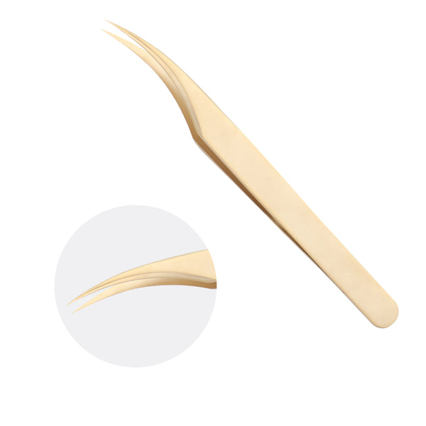 Tweezers丨Matte Golden Dolphin Curved Tip Tweezers- Lash Isolation Tweezers