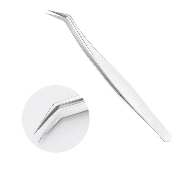 Tweezers丨Longer Matte silver Eyelash Extensions Tweezers-Volume Fans Maker