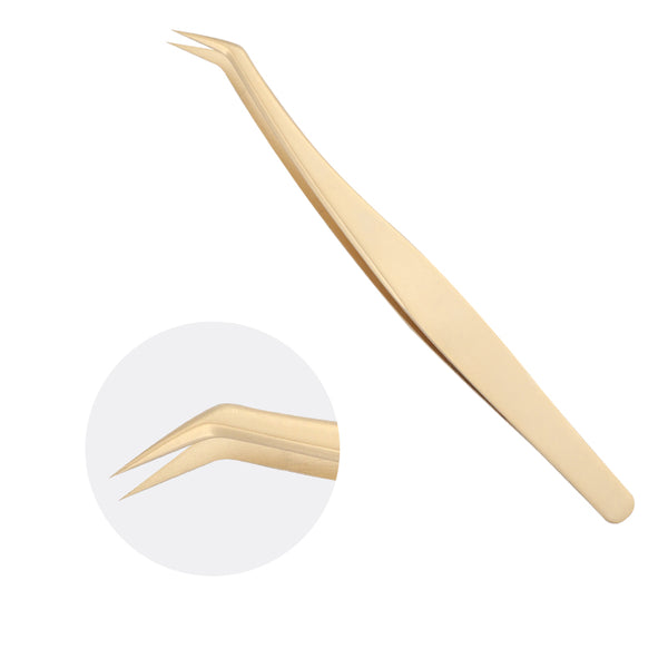Tweezers丨Matte Golden Eyelash Extensions Tweezers-Volume Fans Maker