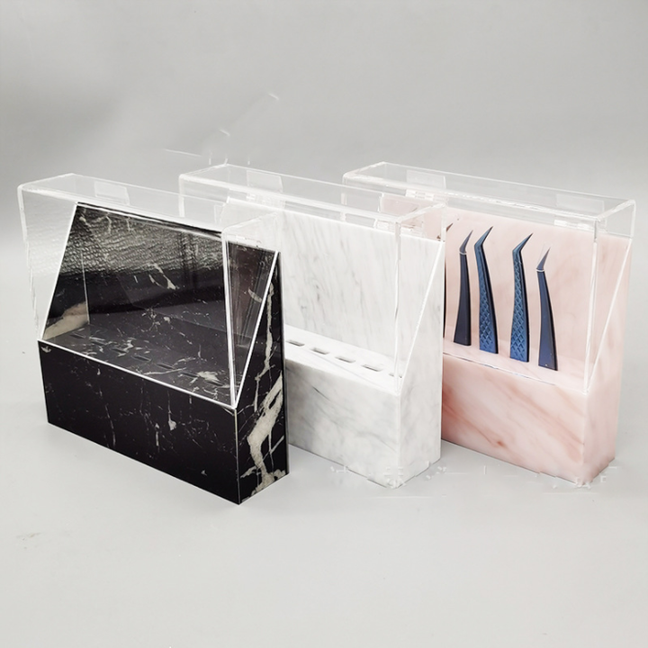 8-Hole Marbling Tweezer Display Stand Has a Dust Cover