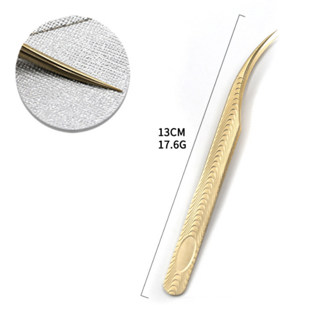 Tweezers丨Embossed Dolphin Curved Tip Tweezers- Lash Isolation Tweezers