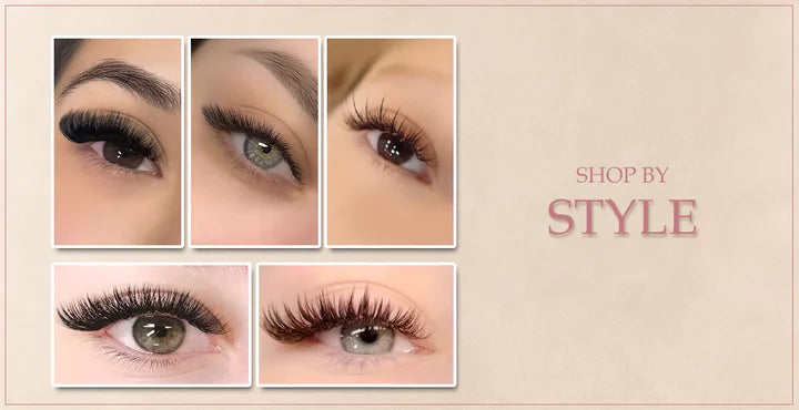 Five eyelash extension styling examples for shopping lashes by style