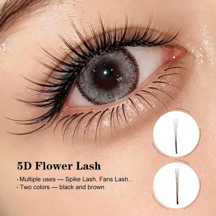 5D flower lash extensions for dimensional spike and fan styling