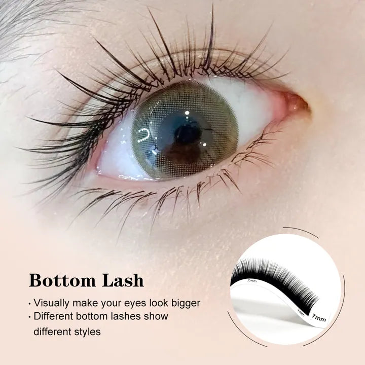 Bottom eyelash extensions for defined lower lash styling