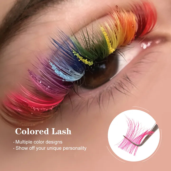 Colored eyelash extensions for creative multicolor lash styling