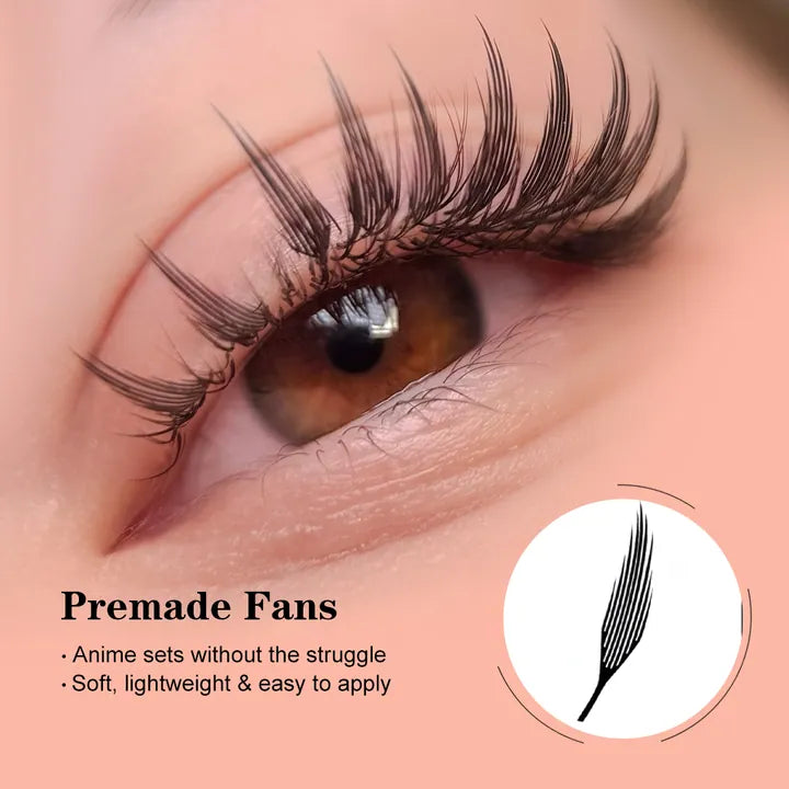 Premade volume fans for efficient soft and lightweight lash application