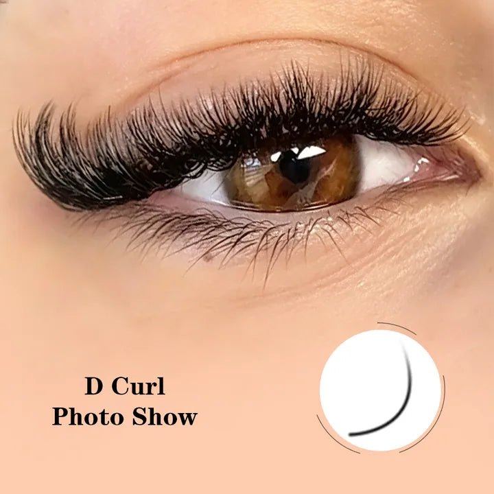 D curl eyelash extensions with a dramatic curl