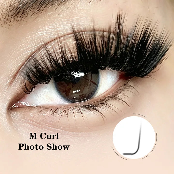 M curl eyelash extensions for lifted lash styling